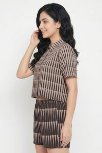 Zivame Woven Loungewear Short Set - Wood Ash — thumbnail 5